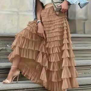 NEW! BOHO Tulle LAYERED MAXI SKIRT SZ L